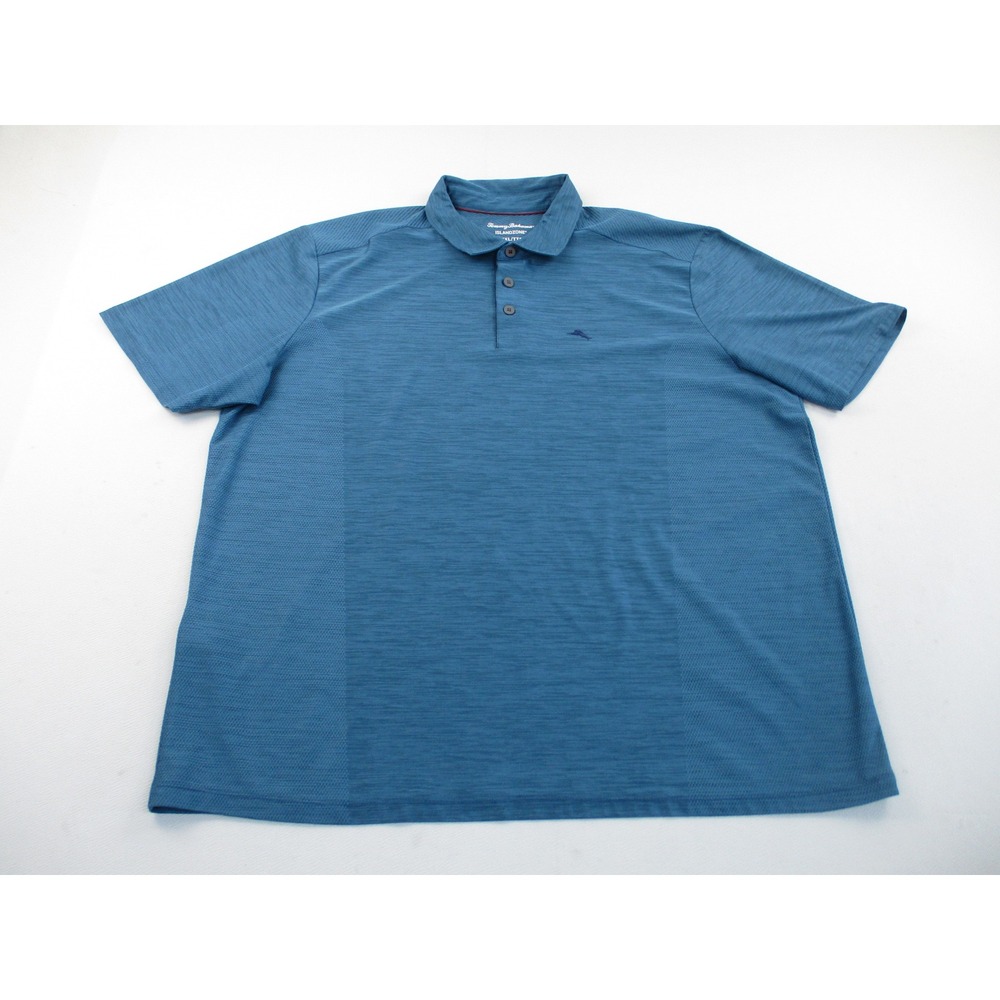 Tommy Bahama Polo Shirt Mens XXL Blue IslandZone Performance Textured Golf Top